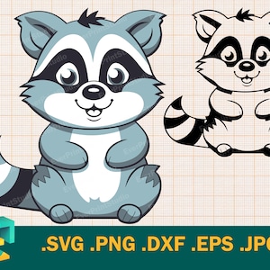 Raccoon SVG | Cute Raccoon Layered SVG - Cricut Cut files, Silhouette, Clipart, Colored Baby Racoon svg Download, Svg, Png, Dxf, Eps