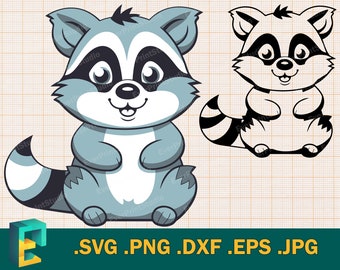Raccoon SVG | Cute Raccoon Layered SVG - Cricut Cut files, Silhouette, Clipart, Colored Baby Racoon svg Download, Svg, Png, Dxf, Eps