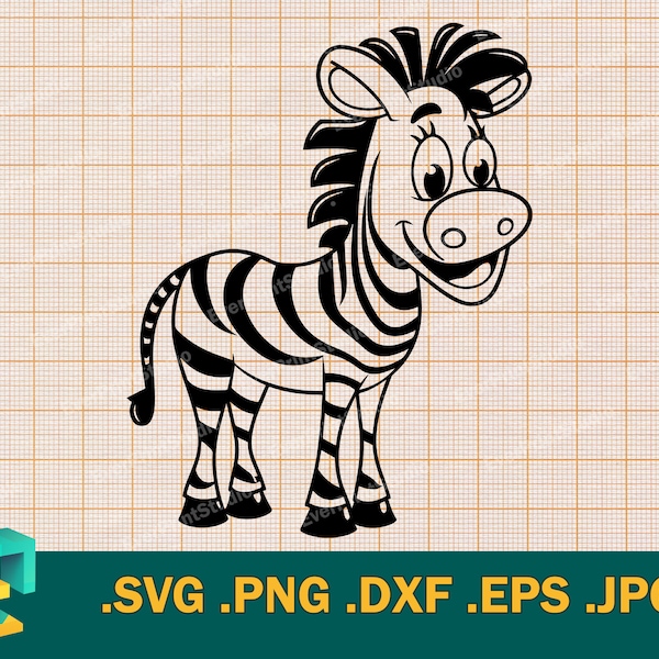 Zebra SVG - Cricut, Silhouette | Vector Cute Zebra Cut File | Download Baby Zebra Cutting File | Happy Zebra Clip Art Logo, svg, png, eps