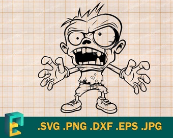 Zombie SVG - Cricut, Silhouette | Vector Cute Zombie Cut File | Download Printable Halloween Zombie | Spooky Zombie svg, png, eps, dxf