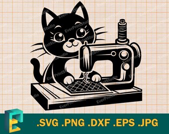 Quilting SVG - Cricut & Silhouette  | Vector Quilting Cut File  | Cute cat sewing svg, sublimation design  - cut file svg, png, eps, dxf