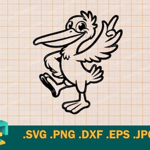 Pelikan SVG - Cricut & Silhouette, Süßer Pelikan svg - Vektor, Clipart, glücklicher Pelikan Schneidedatei Cameo Curio Vinyl, svg, png, eps, dxf