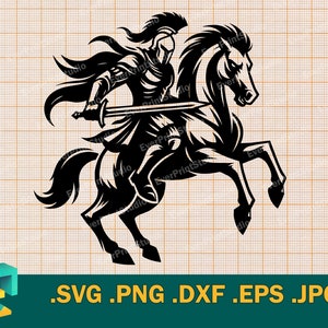 Ritter zu Pferd SVG - Cricut, Silhouette | Vektor Ritter reitet Pferdeschnittdatei | Download Reiter Clip Art Logo, svg, png, eps, dxf