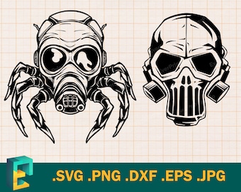 Skull Gas Mask SVG Set | Biohazard and Spider Gas Mask SVG