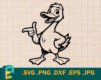 Cute Goose SVG - Cricut, Silhouette | Vector Happy Goose Cut File | Download Printable Goose Bird SVG Cutting File, png, eps, dxf