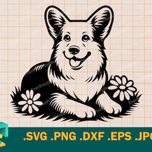 Lindo Welsh Corgi SVG - Cricut, silueta / vector Pembroke Welsh Corgi Dog SVG Archivo de corte Descargar plantilla para cortar svg, png, eps, dxf