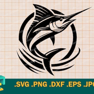 Marlin SVG - Cricut, Silhouette | Vector Marlin Swordfish SVG Cut File | Download Marlin Fish,  Sailfish, Billfish svg, png, eps, dxf