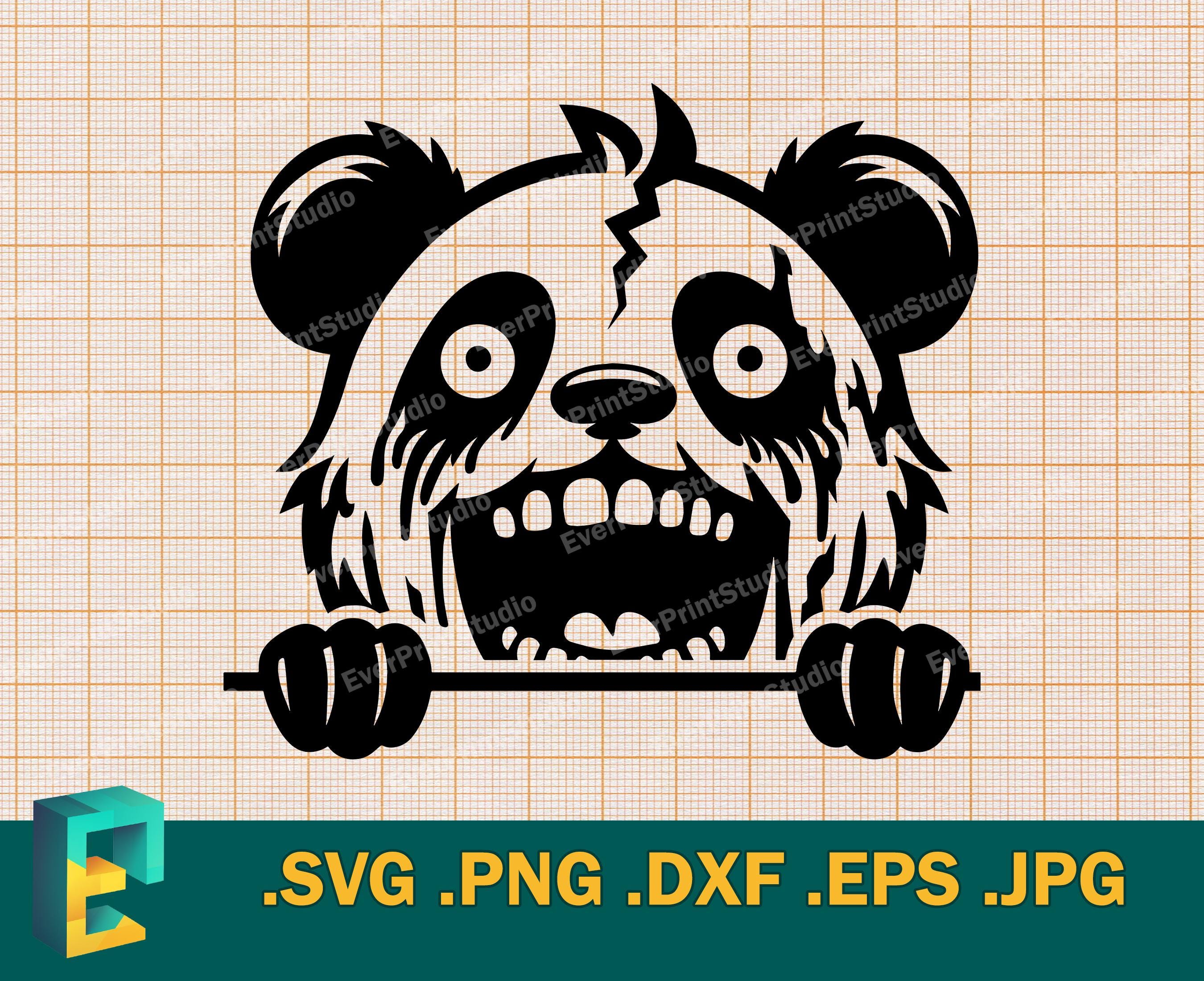 Peeking Creepy Panda SVG - Cricut, Silhouette | Vector Peeking