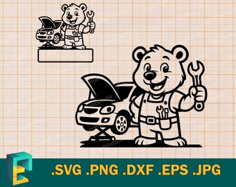Car Mechanic SVG - Cricut, Silhouette | Vector Bear Mechanic,  Auto Mechanic, Gift for Car Mechanic,  Happy Car Repair svg . png, eps, dxf