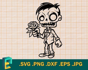 Zombie SVG - Cricut, Silhouette | Vector Cute Zombie Cut File | Download Cute Zombie Boy Cutting File |  Zombie  Digital Clip Art Logo, svg
