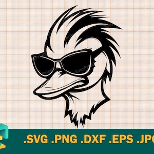 Ente mit Sonnenbrille SVG - Cricut, Silhouette | Vektor künstlerische Design Ente mit Sonnenbrille Cut-Datei | Digitales Logo als Logo Download