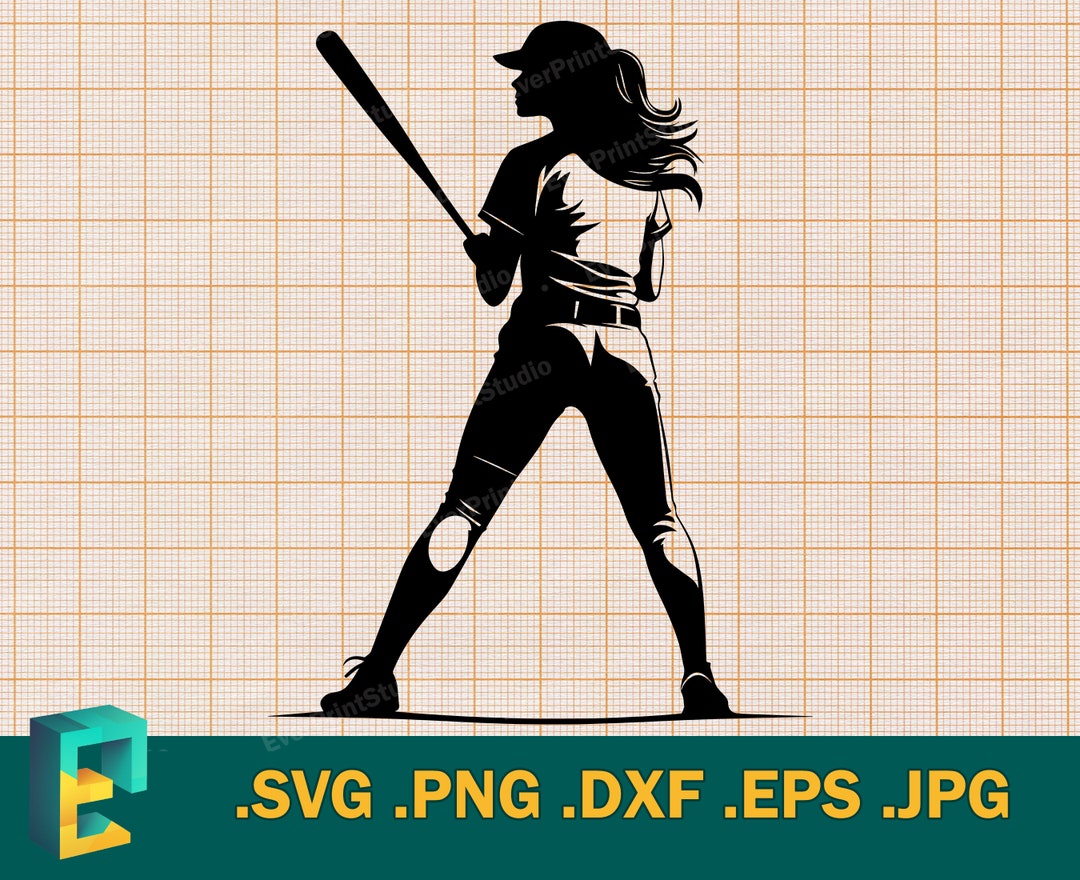 Girls Softball Svg, Cricut, Silhouette | Vector Softball, Baseball Game ...