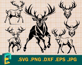 Buck Bundle SVG - Cricut, Silhouette | Vector Deer Cut File | Big Buck, Whitetail, Gorgeous Deer Bundle Cut File, Deer Mascot Clip Art Logo