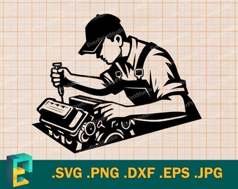 Monteur SVG - Cricut, silhouet | Vector monteur Svg | Monteur Shirt Svg | Mechanisch gereedschap Svg | Vector automonteur svg, png, eps, dxf