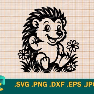 Hedgehog SVG - Cricut, Silhouette | Vector Baby Hedgehog SVG Cut File  | Happy Hedgehog Template for Cutting Download svg, png, eps, dxf