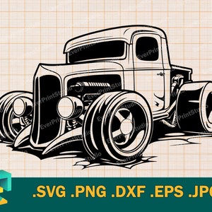 Rat Rod Rockabilly SVG - Cricut, Silhouette Schnitt Datei | Vektor künstlerisches Design Rat Rod | Download Plotterdatei | Digitales Clip Art Logo