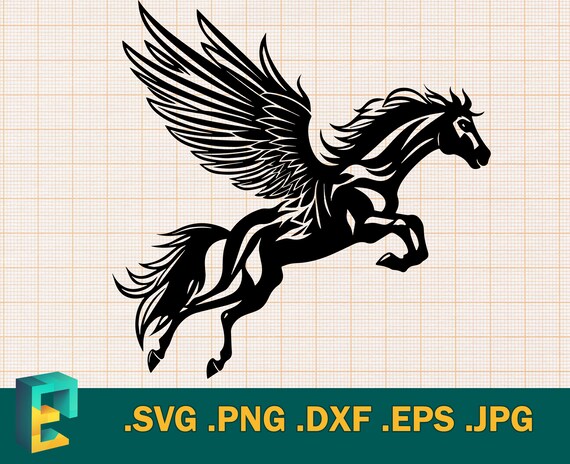 Pegasus Aufkleber – Schwarzes, Geflügeltes Pferd Als Vinyl-Decal Für Auto & Mehr