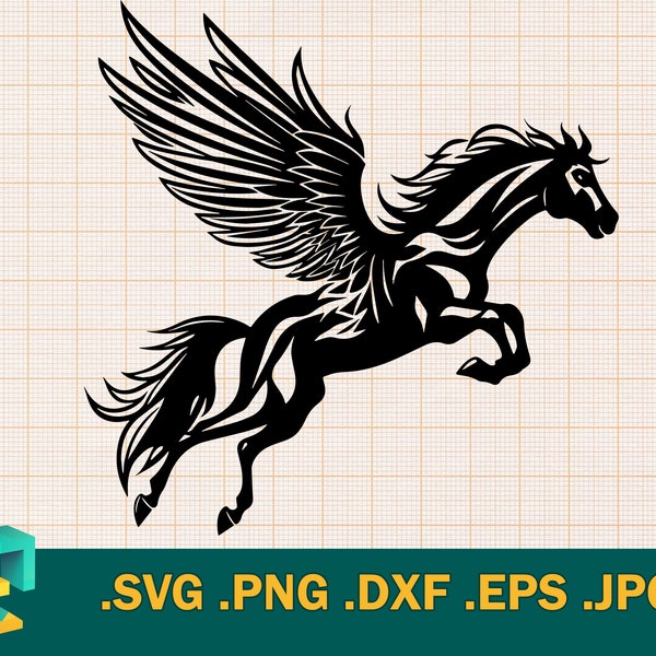 Pegasus SVG - Flying Horse with Wings,  files for Cricut and Cutting machines, Pegasus, Mustang, Horse, Cuttable file, Svg, Png, Dxf, Eps