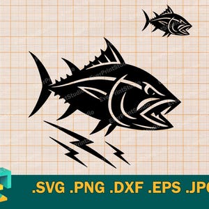 Tuna SVG - Cricut, Silhouette | Vector Tuna Fish Cut File | Atlantic Bluefin - Angry Fish Download Template for Cutting svg, png, eps, dxf