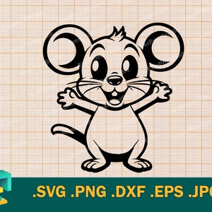 Niedliche Maus SVG - Cricut, Silhouette | Glückliche Maus Cut File für Cricut und Silhouette | Download Maus Digital Clip Art Logo, svg, png, eps