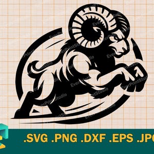 Ram SVG Set - Cricut, Silhouette | Vector Artistic Design Ram SVG Cut File | Download Printable Template Ram Logo Mascot svg, png, eps, dxf