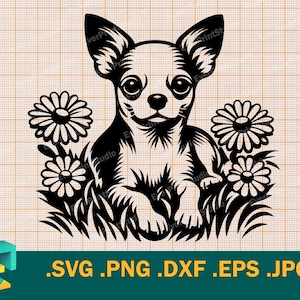 Chihuahua SVG - Cricut, Silhouette | Vector Cute Chihuahua SVG Template for Cutting Machines Download Owner Gift svg, png, eps, dxf