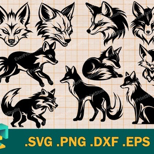 Renard SVG Bundle Cricut, Silhouette | Fichier vectoriel renard coupé, clipart renard, renard silhouette svg, renard dxf, fichiers coupés pour Cricut | Logo clipart renard