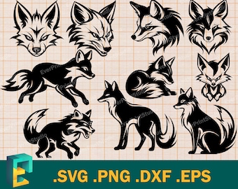 Fox SVG Bundle Cricut, Silhouette | Vector Fox Cut File, fox clipart, fox silhouette svg, fox dxf, cut files for Cricut | Fox Clip Art Logo
