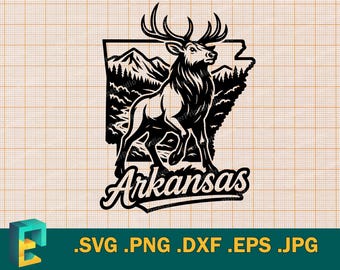 Arkansas SVG - Cricut, Silhouette | Vector Arkansas State USA Cut File | Download State of Arkansas Elk Cutting svg, png, eps, dxf