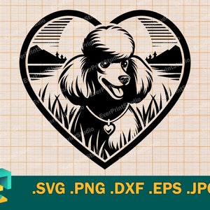 Poodle SVG - Cricut, Silhueta | Vector Artístico Poodle Dog SVG | Poodle francês, Toy Poodle Cut File Download para impressão svg, png, eps, dxf