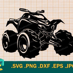 VTT SVG - Cricut, Silhouette | Fichier vectoriel de découpe de véhicule tout-terrain | Télécharger le fichier de découpe de VTT | Clipart logo clipart quad, svg, png