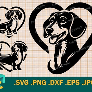Dackel SVG - Cricut, Silhouette | Dackel Hund SVG Schnittdatei.  Dackel Vorlage für Schneidemaschinen Download svg, png, eps, dxf