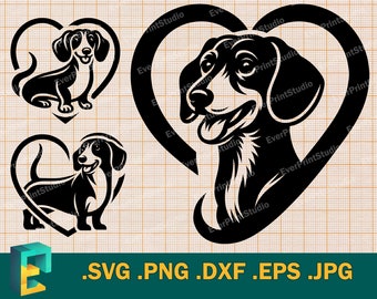 Dachshund SVG - Cricut, Silhouette | Vector Dachshund Dog SVG Cut File.  Dachshund Template for Cutting Machines Download svg, png, eps, dxf