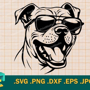 May include: Black and white illustration of a dog wearing sunglasses and smiling. The dog has a large, expressive mouth and a tongue sticking out.