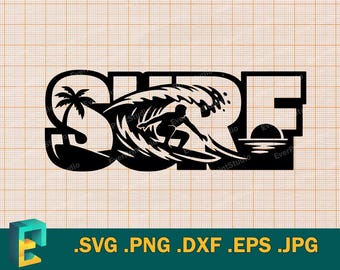 Surfing SVG - Cricut, Silhouette | Vector Surf Printable Cut File Download svg, png, eps, dxf
