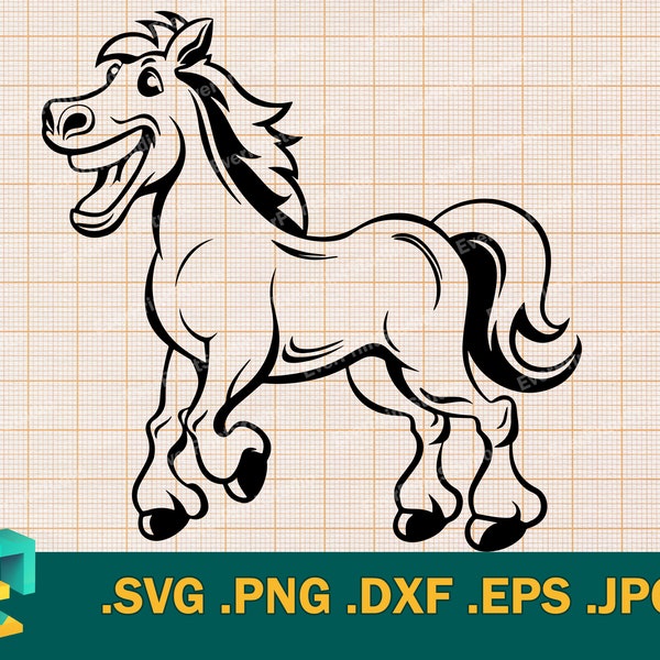 Cute Horse SVG - Cricut, Happy Horse svg, Baby Horse Body, Cute Laughing Horse Cricut cut file, Instant Download, Svg, Png, Dxf, Eps