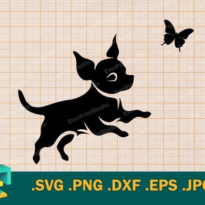 Chihuahua SVG - Cricut & Silhouette | Cute Playing Chihuahua Silhouette | Vector Art Cut File | Printable Chihuahua Download, svg, eps, png