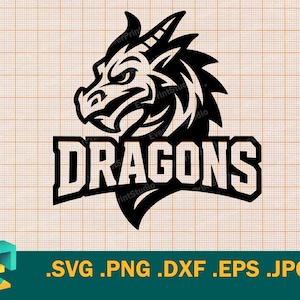 Dragons SVG - Cricut, Silhouette Cut File | Dragons Team Logo shirt spirit, Dragons Team School Mascot, Football, Download Template svg, png