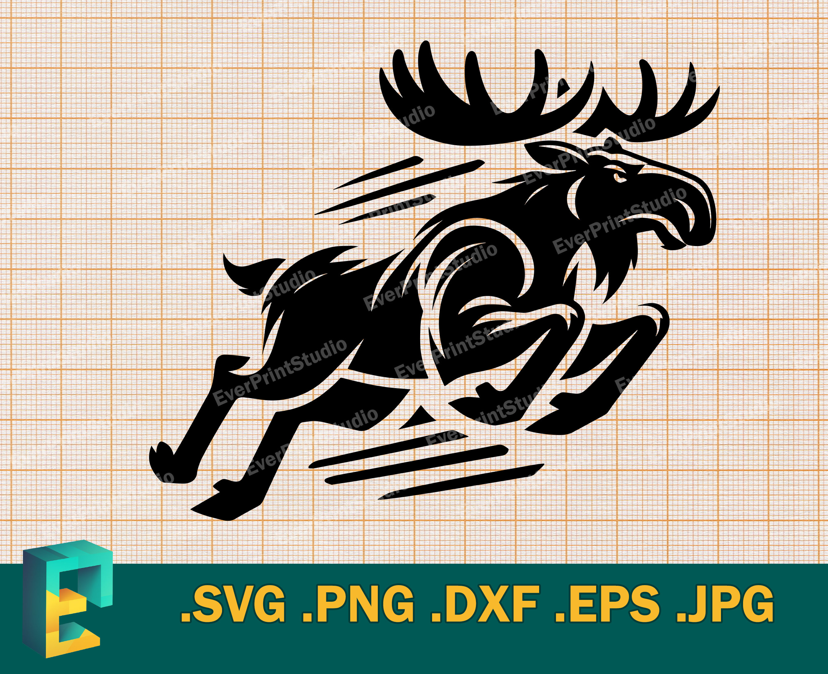 Moose Riders Svg Moose SVG - Cricut, Silhouette | Vector Running Moose Cut File ...