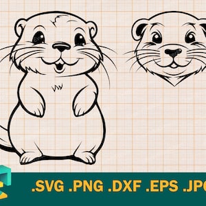 Otter SVG - Cricut, Silhouette | Vektor künstlerisches Design niedlichen Otter Cut-Datei | Clipart Süsse Otter Bundle SVG Grafiken, Digital Clip Art Logo