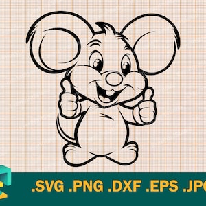 Souris mignonne SVG - fichier mignon pour Cricut et Silhouette | Vector Happy Mouse couper fichier | Logo souris mignon à télécharger svg, png, eps, dxf