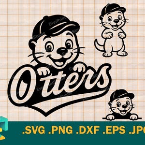 Équipe de loutres SVG - Cricut, Silhouette | Loutres de l'équipe de football, mascotte de l'équipe de volley-ball, loutre furtivement, loutres de baseball Sport coupe fichier svg, png