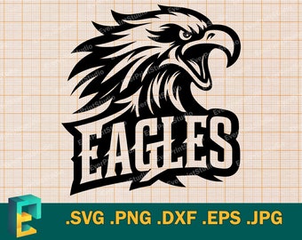 Eagles Mascot Design Svg - Cricut, Silhouette | Eagles Sports Team Logo svg files, Vector Art, Digital Illustration, Line Art, School spirit