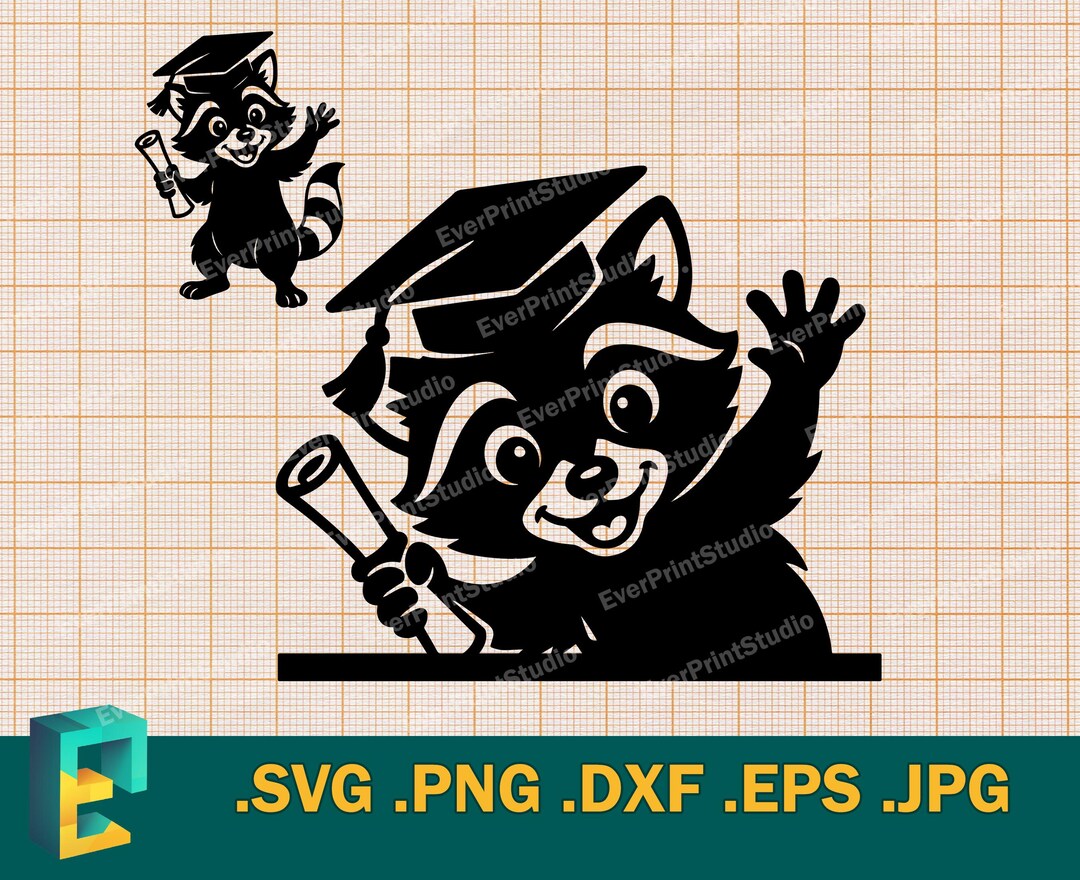 Senior Racoon Graduation SVG | Cute Raccoon Senior 2025 SVG | Student Graduate 2025 ...