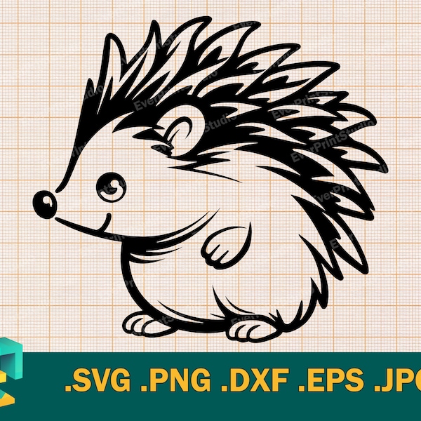 Hedgehog SVG File - Cricut, Silhouette Template | Vector Hedgehog Cut File | Download Printable Cute Hedgehog Cutting File Clipart, png, eps