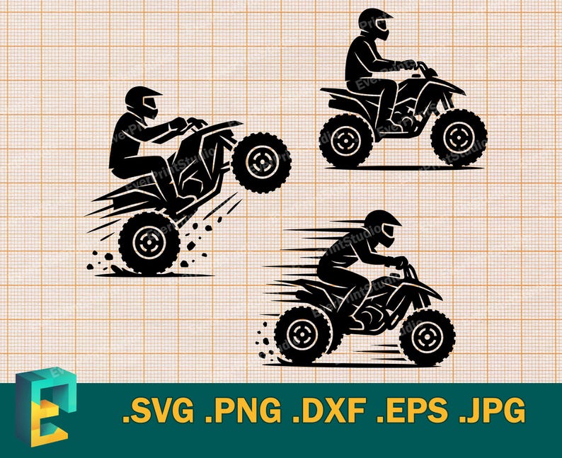 ATV Raider Svg - Cricut, Silhouette | Vector ATV Bundle Quad 4 Four ...