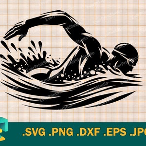 Natación SVG - Cricut, silueta / Vector Natación svg Archivo de corte / Descargar Archivo de corte de nadador svg / Gráficos de buceo svg, png, eps, dxf