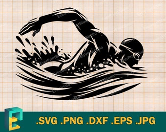 Swim SVG - Cricut, Silhouette | Vector Swimming svg Cut File | Download Swimmer svg cutting file | Diving Graphics svg, png, eps, dxf