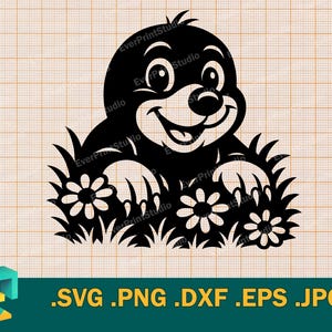 Topo SVG - Cricut, Silhouette / Archivo de corte de Topo Feliz para Cricut y Silhouette / Descargar logotipo de Topo Mouse Digital Clip Art, SVG, PNG, EPS