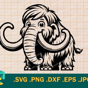 Cute Mammoth SVG - Cricut, Silhouette | Vector Baby Mammoth Cut File Download | Mammoth svg cutting file template, svg, png, eps, dxf